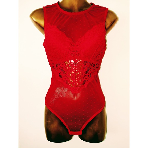 INC International Concepts Sz M Red Swiss Dot Bodysuit NWT - Picture 2 of 4